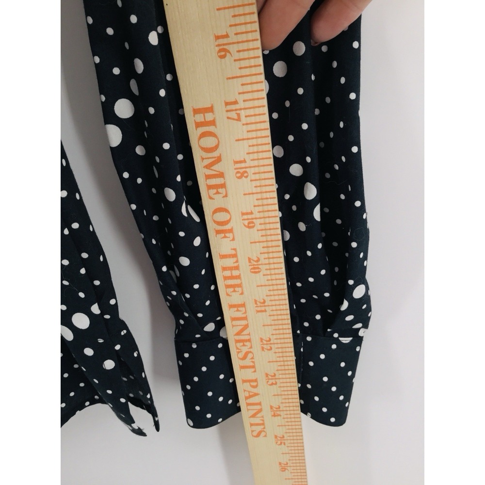 Foxcroft Womens XL Wrinkle Free Button Down Shirt Black White Polka Dot GG22 - Picture 6 of 10